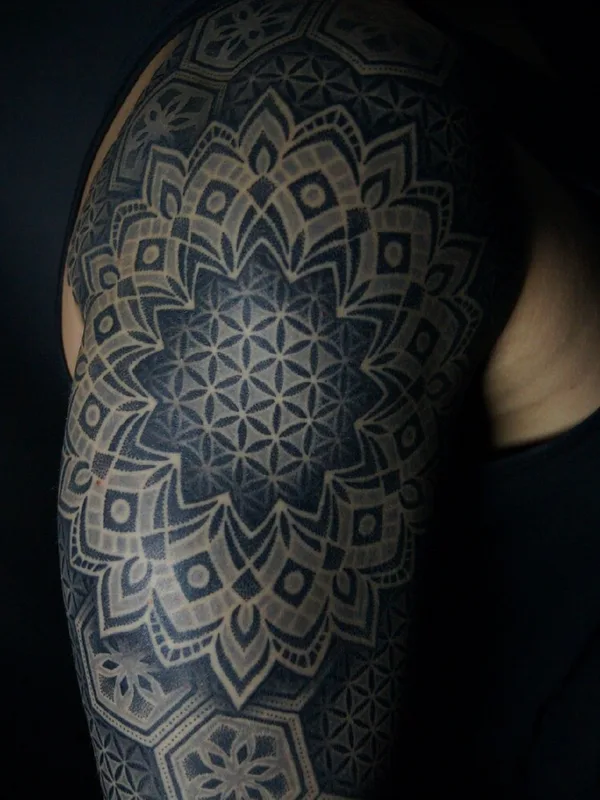 black and grey mandala tattoo on upper arm #95881 | Tattoo Artist Ульященков Владимир 