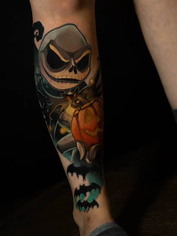 color illustrative tattoo on calf #95007 | Tattoo Artist Мария Иволга