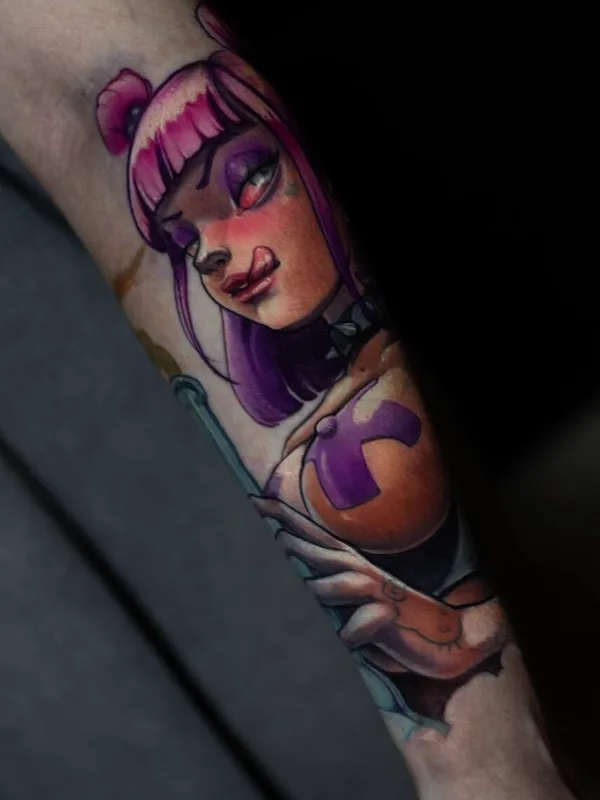 female color illustrative tattoo on forearm #95011 | Tattoo Artist Мария Иволга