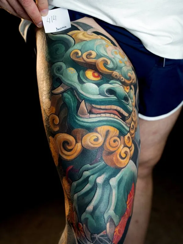 color japanese tattoo on thigh #95014 | Tattoo Artist Мария Иволга