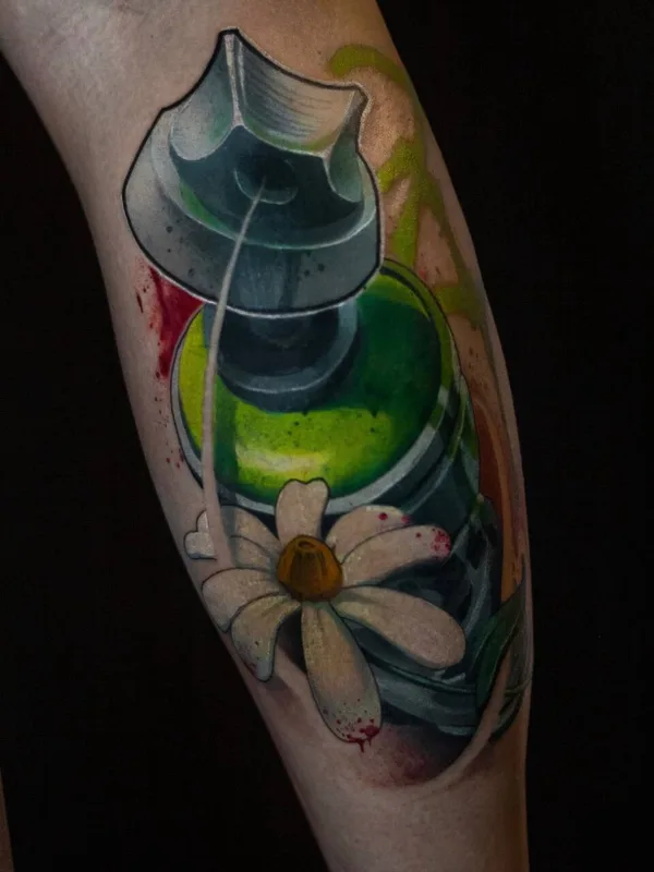 color illustrative tattoo on calf #95018 | Tattoo Artist Мария Иволга