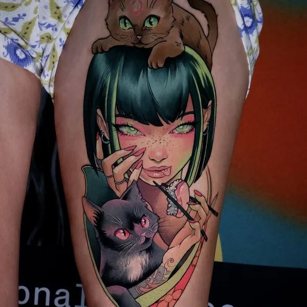 Neo Traditional tattoo by Alena Lang in Valencia