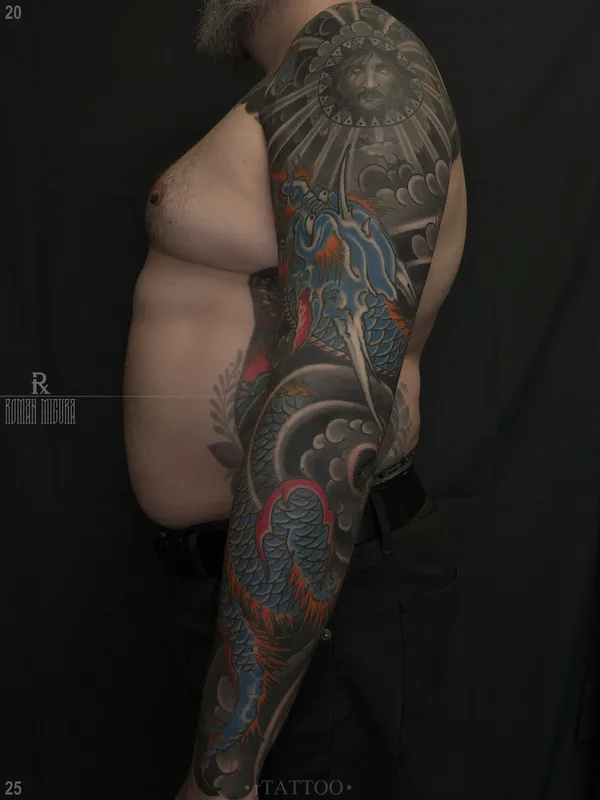male color japanese tatuaje en sleeve #96588 | Tatuador РОМАН МИГУРА