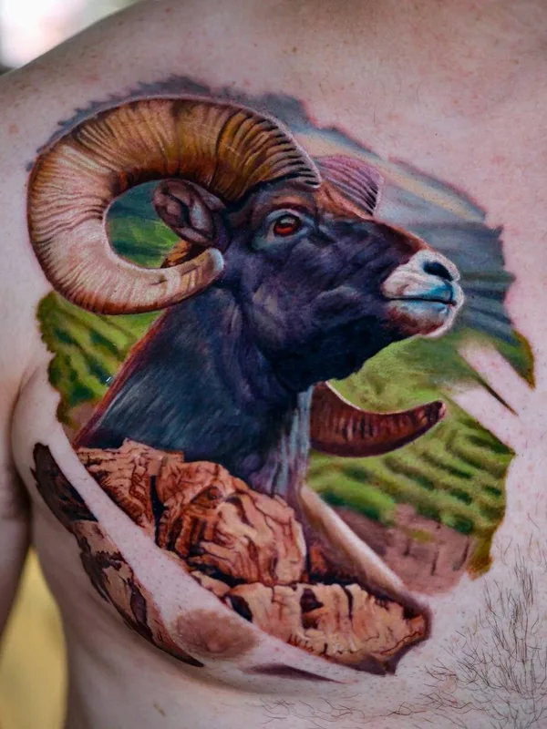 male color coverup tattoo auf breast #98542 | Tätowierer Kirill Antik