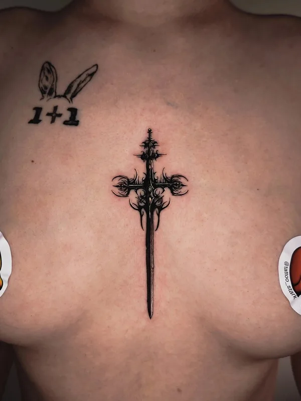 female black graphic Tatuagem em breast #94889 | Tatuador Ярослав Старк