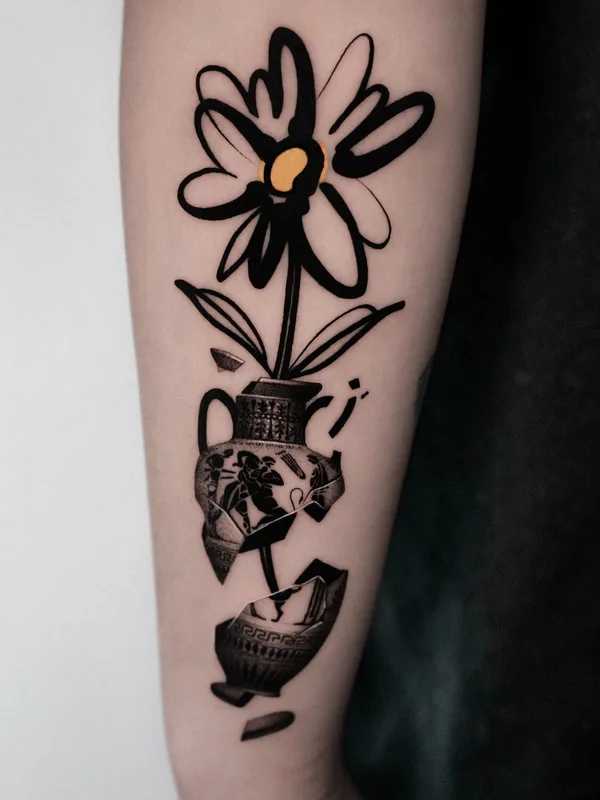 black and grey illustrative татуировка на forearm #95076 | Тату мастер Petr Shvets
