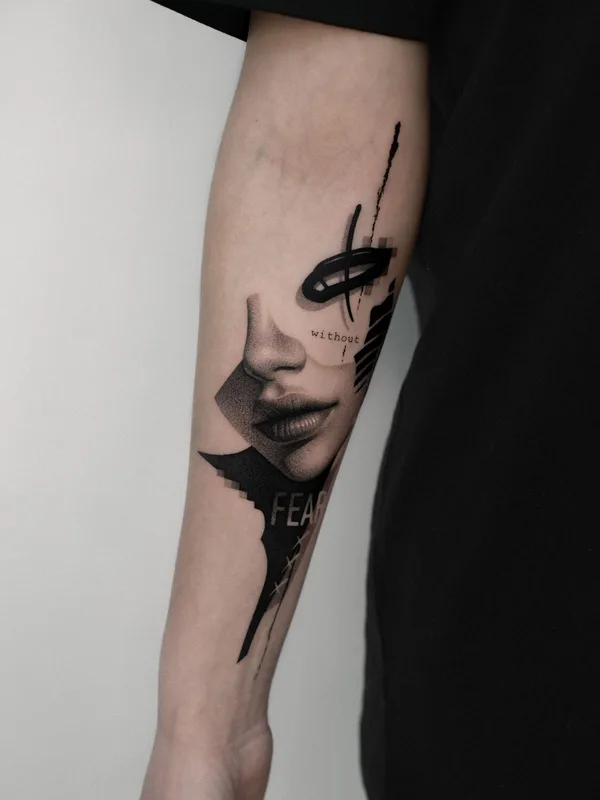 black and grey abstract татуировка на forearm #95079 | Тату мастер Petr Shvets