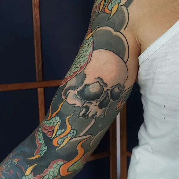 Japanese tattoo by Ксения Жаворонкова in Воронеж