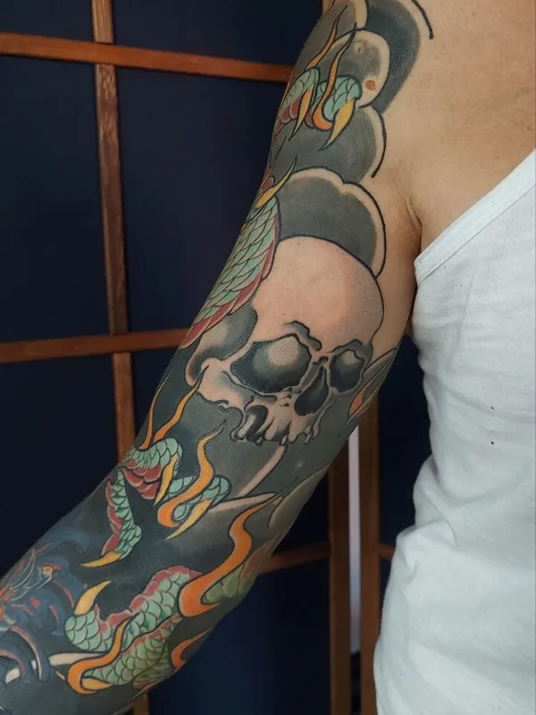 Японская tattoo by Ксения Жаворонкова in Воронеж