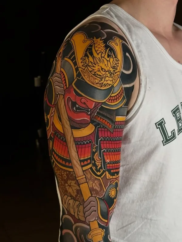 male color neojapanese tattoo auf sleeve #103880 | Tätowierer Слава Армеев