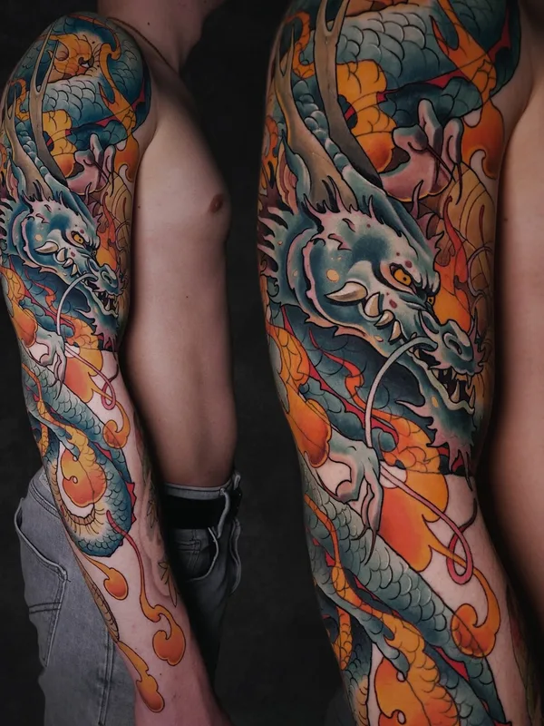 male color neotraditional Tatuagem em sleeve #101271 | Tatuador Паш Тет