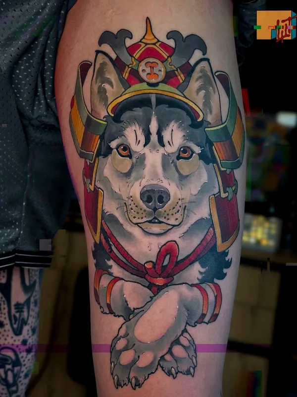 male color neotraditional Tatuagem em leg #101272 | Tatuador Паш Тет