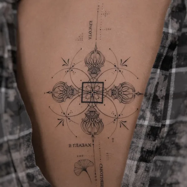 Graphic tattoo by Juliaavoo in Moscow