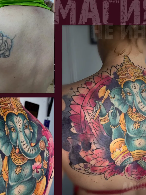 female color illustrative татуировка на upper back #95717 | Тату мастер Алина Желтухина