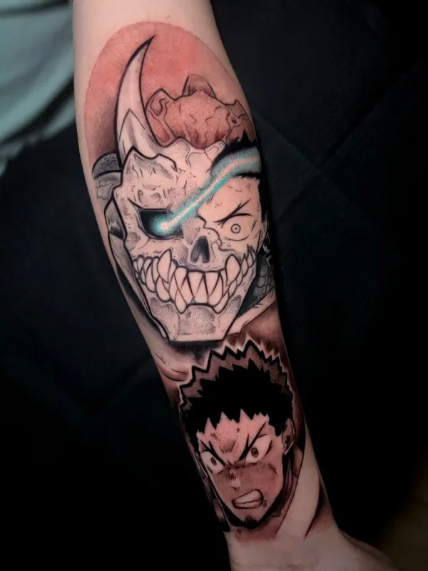 male blackandgrey anime tatuaje en forearm #100596 | Tatuador Даня Хикки