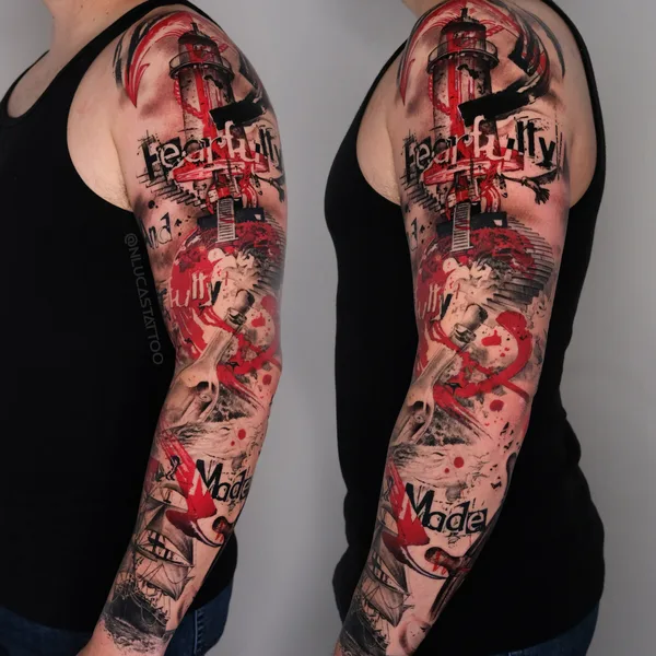 Trash Polka tattoo by Nik Lucas in Los Angeles
