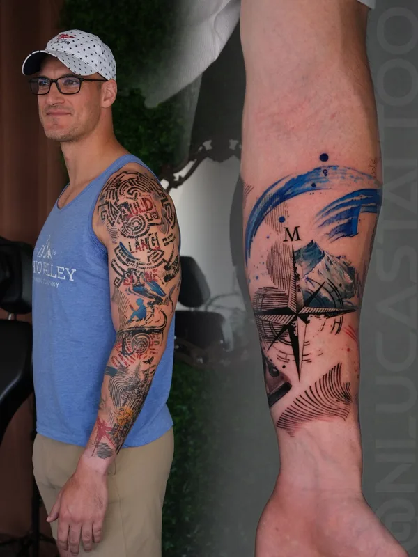 male color abstract tattoo on sleeve #97197 | Tattoo Artist Nik Lucas