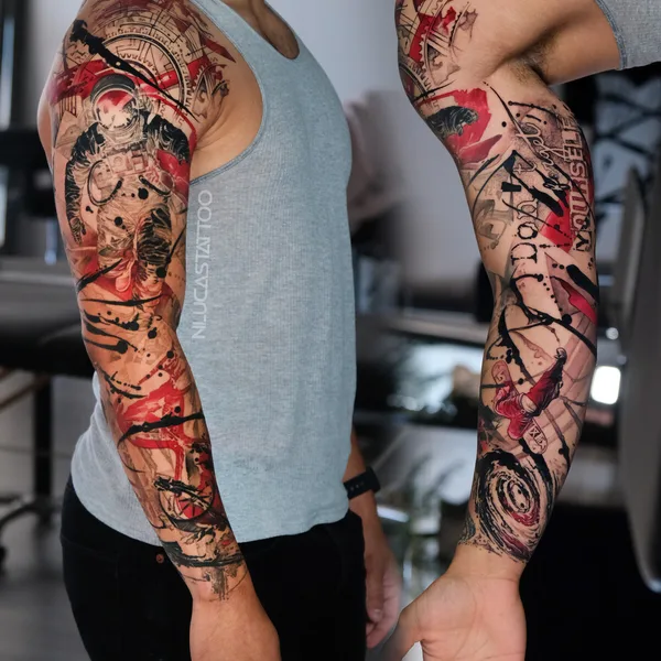 Trash Polka tattoo by Nik Lucas in Los Angeles