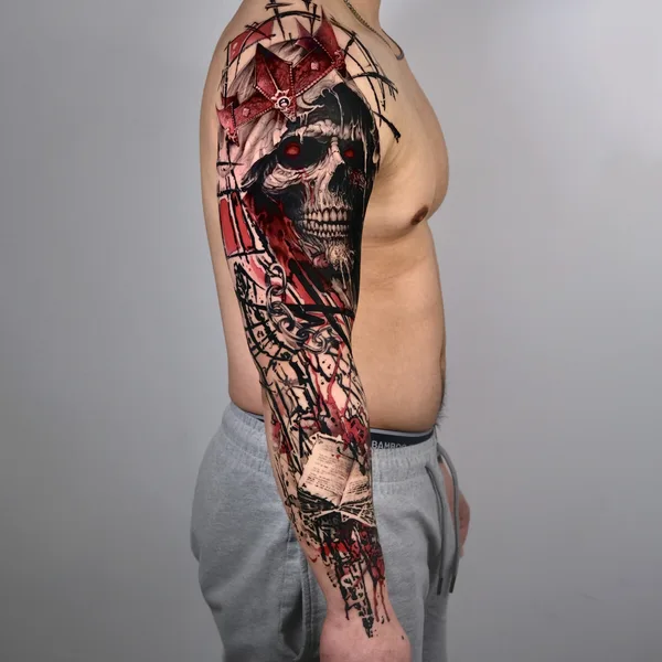 Trash Polka tattoo by Nik Lucas in Los Angeles