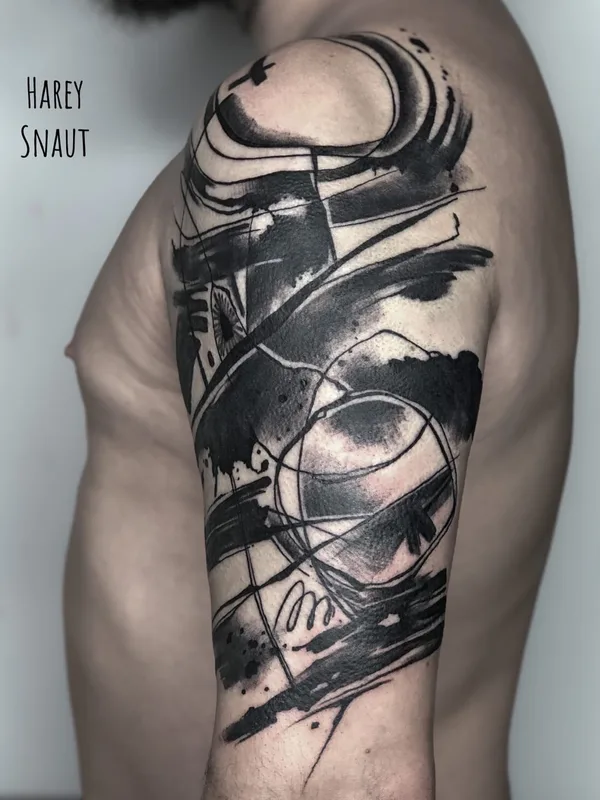 male black abstract tatouage sur shoulder #94213 | Artiste tatoueur Harey Snaut