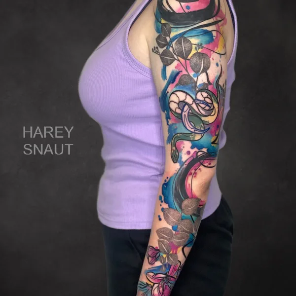 Abstract tattoo by Harey Snaut in Moscow