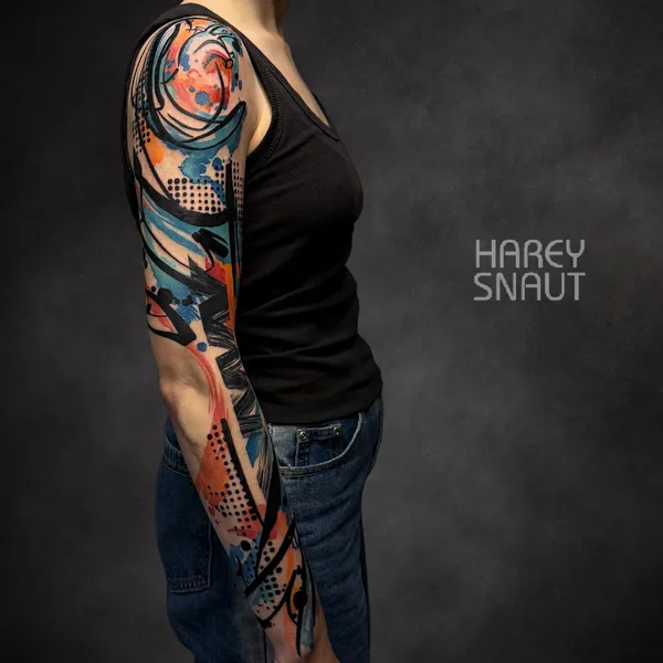 Abstract tattoo by Harey Snaut in Moscow
