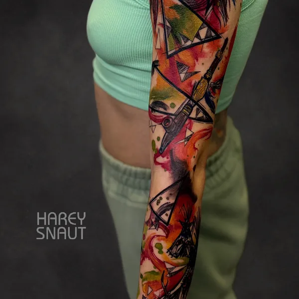 Abstract tattoo by Harey Snaut in Moscow