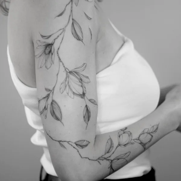 Botanical tattoo by Анастасия Ковязина in Saint Petersburg
