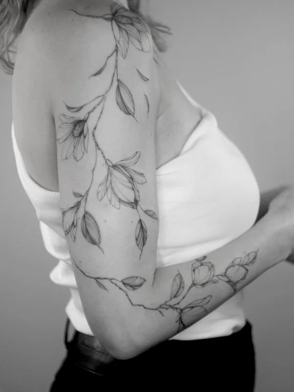 Botanical tattoo by Анастасия Ковязина in Saint Petersburg