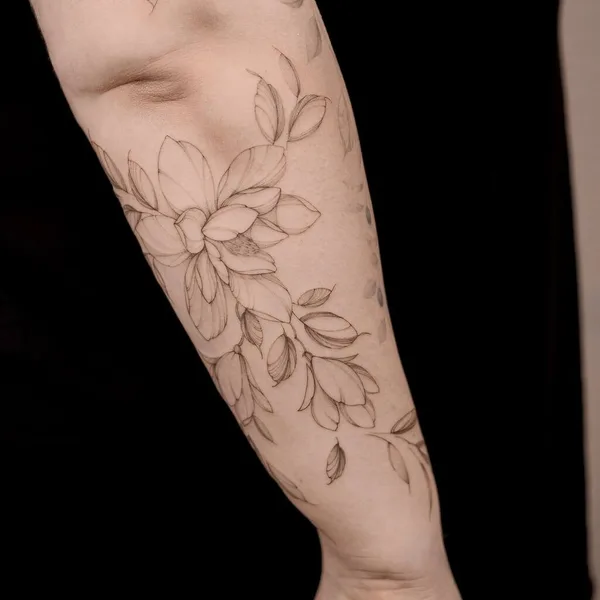 Botanical tattoo by Анастасия Ковязина in Saint Petersburg