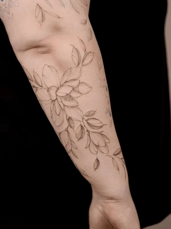 Botanical tattoo by Анастасия Ковязина in Saint Petersburg