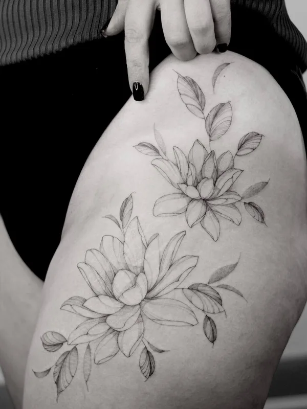 Botanical tattoo by Анастасия Ковязина in Saint Petersburg