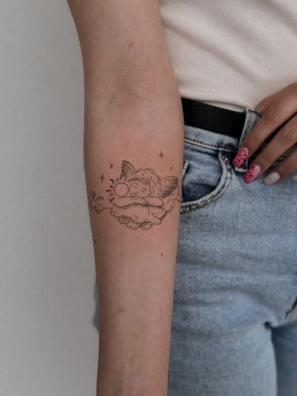 female black linework Tatuagem em forearm #96865 | Tatuador Лина Ермоленко