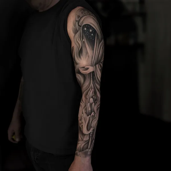 Graphic tattoo by Анастасия Шарм in Moscow