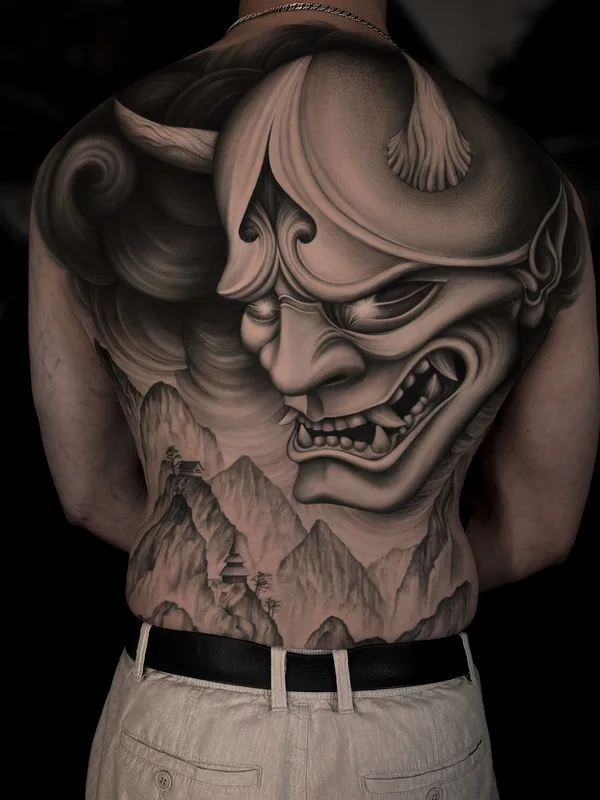 black and grey japanese tatuaje en full back #99042 | Tatuador Анастасия Шарм