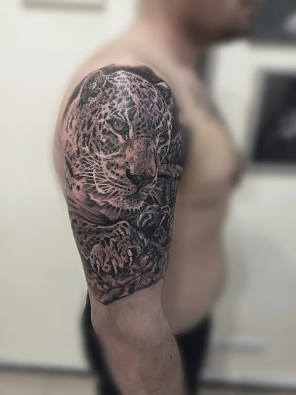 male black and grey realism татуировка на full sleeve #92674 | Тату мастер Докалов Владислав
