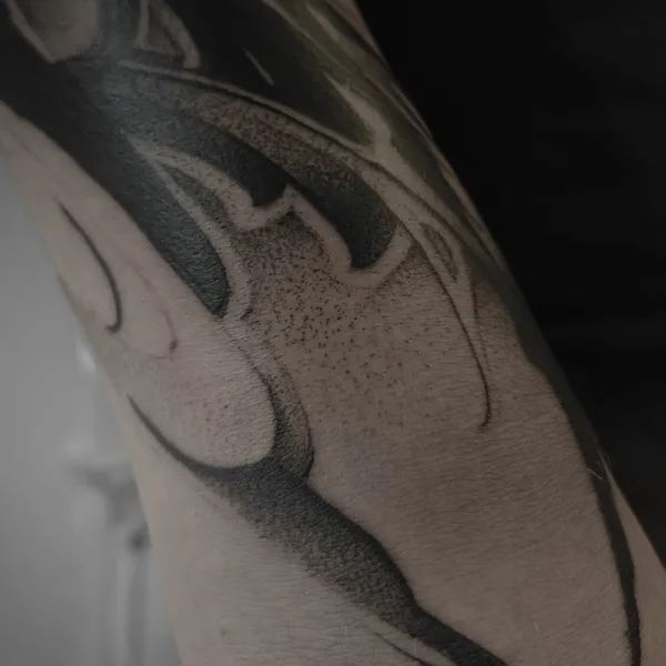 Lettering tattoo by Redz Roman in Shanghai