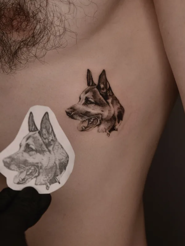 black and grey realism tattoo on chest #101146 | Tattoo Artist Екатерина Биянова