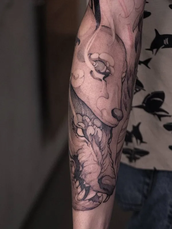 black and grey illustrative татуировка на forearm #94552 | Тату мастер Александра Копина