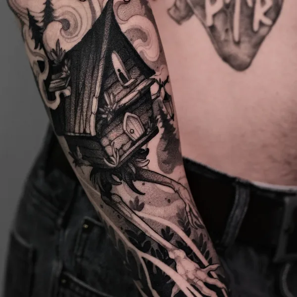Graphic tattoo by Полина Кислицына in Moscow