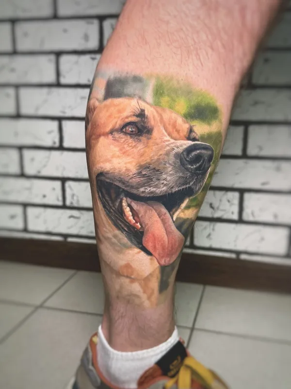 color realism tattoo on calf #98978 | Tattoo Artist Сергей Менщиков 
