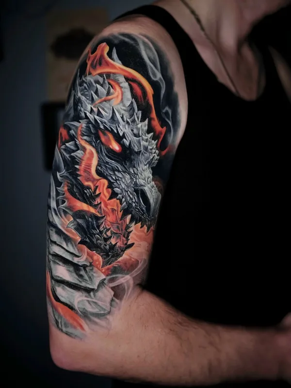 male color realism tattoo on upper arm #98985 | Tattoo Artist Сергей Менщиков 