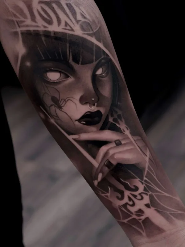 female black and grey realism Tatuaggio su forearm #93722 | Tatuatore Станислав Абдюшев 