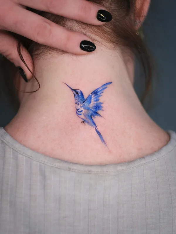female color watercolor tattoo on back of neck #92823 | Tattoo Artist Tatuaggi di Porcellana