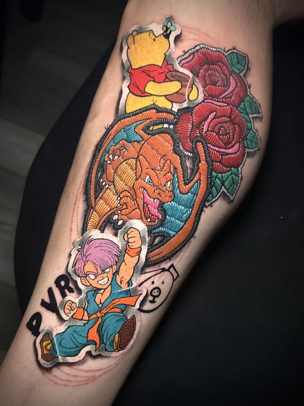 male patch tattoo auf calf #103517 | Tätowierer Caio Bottura