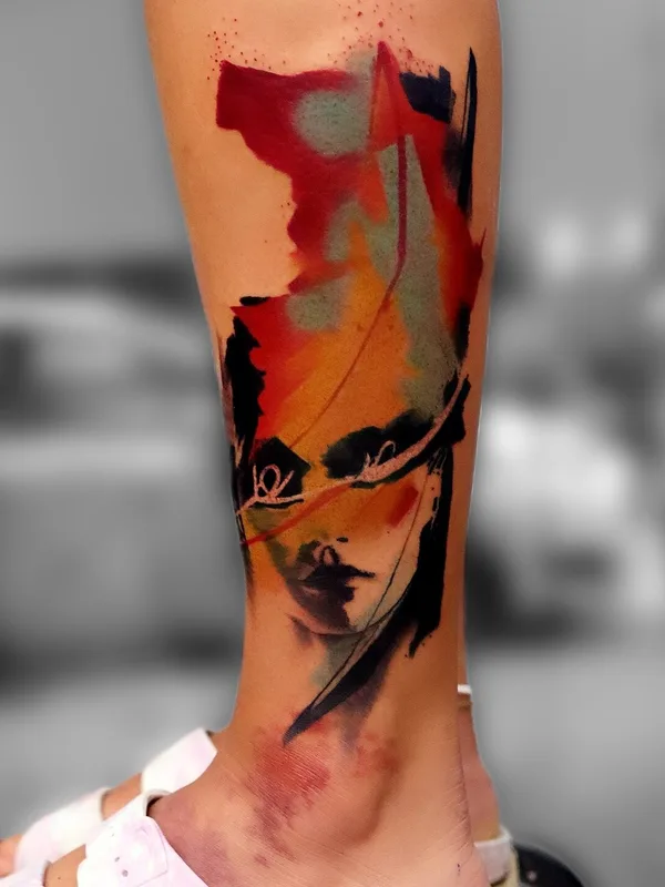 female color abstract 타투 부위 calf #97974 | 타투이스트 EFTHIMIS