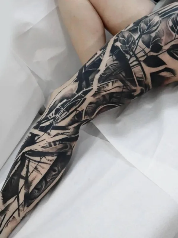black and grey abstract 타투 부위 full leg #97978 | 타투이스트 EFTHIMIS