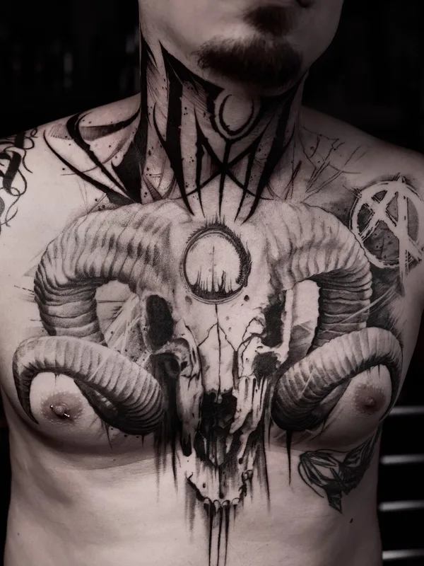 male black and grey black and grey tatuaje en chest #91982 | Tatuador Роман Куличенков