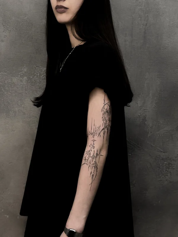 female black linework татуировка на forearm #91602 | Тату мастер Мария / serene.sirin 