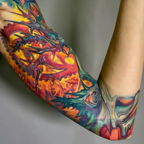 Illustrative tattoo by Kirill Putiatin in Saint Petersburg